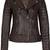 Women's espresso brown lambskin leather asymmetrical biker jacket