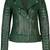 Women's dark green genuine leather moto jacket slim fit