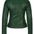 Women's dark green genuine leather moto jacket slim fit