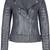 Women's grey genuine leather biker jacket asymmetrical zip