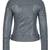 Women's grey genuine leather biker jacket asymmetrical zip