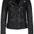 Women's black lambskin leather moto jacket quilted motorcycle coat