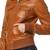 Women's genuine brown real leather motorcycle bomber jacket