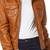 Women's genuine brown real leather motorcycle bomber jacket