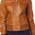 Women's genuine brown real leather motorcycle bomber jacket