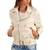 Women's beige leather genuine lambskin biker jacket