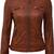 Women's real lambskin leather cafe racer brown jacket