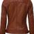 Women's real lambskin leather cafe racer brown jacket