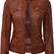 Women's real lambskin leather cafe racer brown jacket