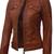 Women's real lambskin leather cafe racer brown jacket