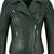 Women's dark green asymmetrical biker lambskin leather jacket