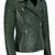 Women's dark green asymmetrical biker lambskin leather jacket