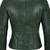 Women's dark green asymmetrical biker lambskin leather jacket