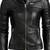 Women's black quilted cafe racer lambskinleather jacket
