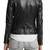 Women's black quilted cafe racer lambskinleather jacket