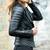 Women's black lambskin quilted biker leather jacket
