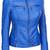 Women's royal blue cafe racer lambskin leather biker jacket