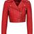 Women's red cropped biker lambskin leather jacket