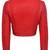 Women's red cropped biker lambskin leather jacket