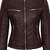 Women's dark brown cafe racer genuine leather jacket