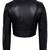 Women's black lambskin cropped moto biker leather jacket