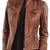 Women's tan brown moto biker genuine leather jacket