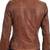 Women's tan brown moto biker genuine leather jacket
