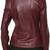Women's burgundy asymmetrical lambskin leather biker jacket