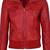 Women's red bomber real lambskin leather biker jacket