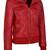 Women's red bomber real lambskin leather biker jacket