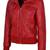 Women's red bomber real lambskin leather biker jacket