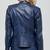 Women navy blue cafe racer lambskin leather biker jacket
