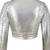 Women's genuine silver metallic cropped biker jacket