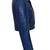 Women's royal blue cropped biker genuine leather jacket