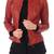 Women's lambskin rust red moto biker leather jacket