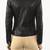 Women's black cafe racer lambskin leather biker jacket
