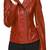 Women's rust brown genuine asymmetrical leather jacket