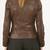 Women's brown lambskin leather cafe racer biker jacket