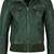 Women's dark green lambskin bomber biker leather jacket
