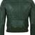 Women's dark green lambskin bomber biker leather jacket