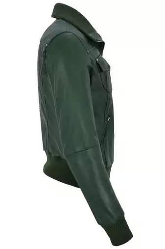 Women's dark green lambskin bomber biker leather jacket