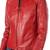 Women's red real lambskin leather cafe racer jacket