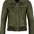 Women's olive green real lambskin bomber leather biker jacket