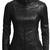 Women's black lambskin stand collar genuine leather jacket