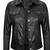 Women's black lambskin button front leather jacket