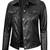 Women's black lambskin button front leather jacket