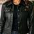 Women's black lambskin button front leather jacket
