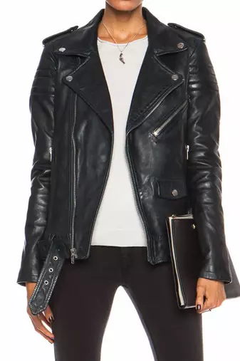 Women's black lambskin classic biker leather jacket