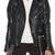 Women's black lambskin classic biker leather jacket
