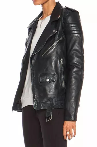 Women's black lambskin classic biker leather jacket